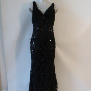Womens Bloomingdale's Black  Lace Sequined Holiday Evening Sleeveless Dress XL